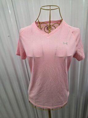 Under Armour Women's Pink V-Neck Short Sleeve Performance Top